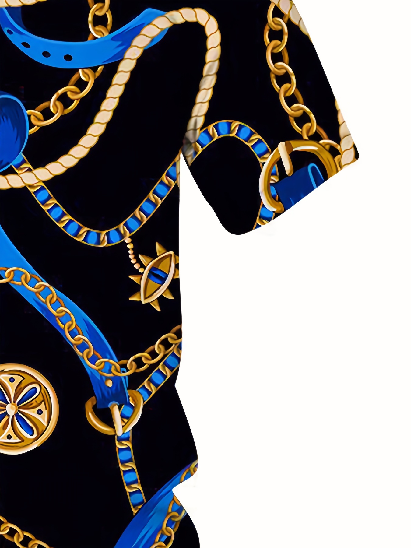 Golden Chain Belt Pattern Print Men's T shirt Graphic Tee - Temu Canada