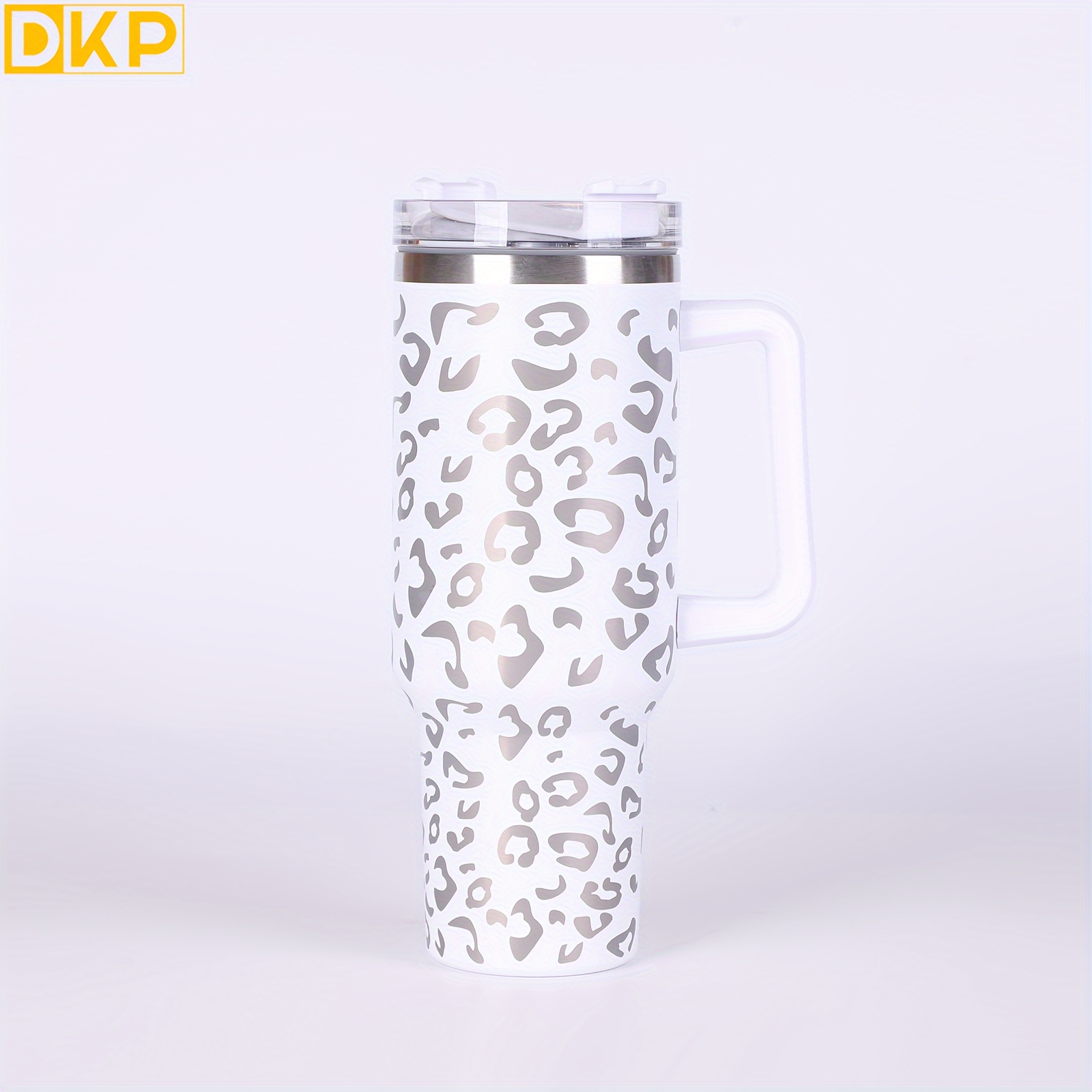 Large Capacity Leopard Print Stainless Steel Tumbler With Handle -  Leakproof, Vacuum Insulated Cup For Car, Outdoor Sports, And More - Temu