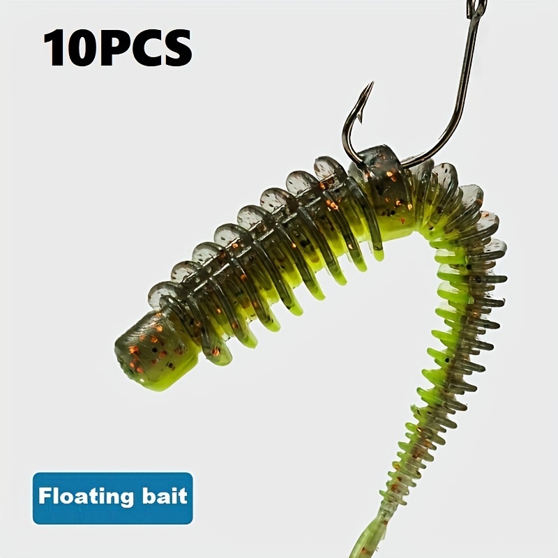 

10pcs 7.5cm/2.95inch Tpe Bionic Floating Fishing Lure, Artificial Elastic Groove Design Worm Soft Bait, Fishing Tackle