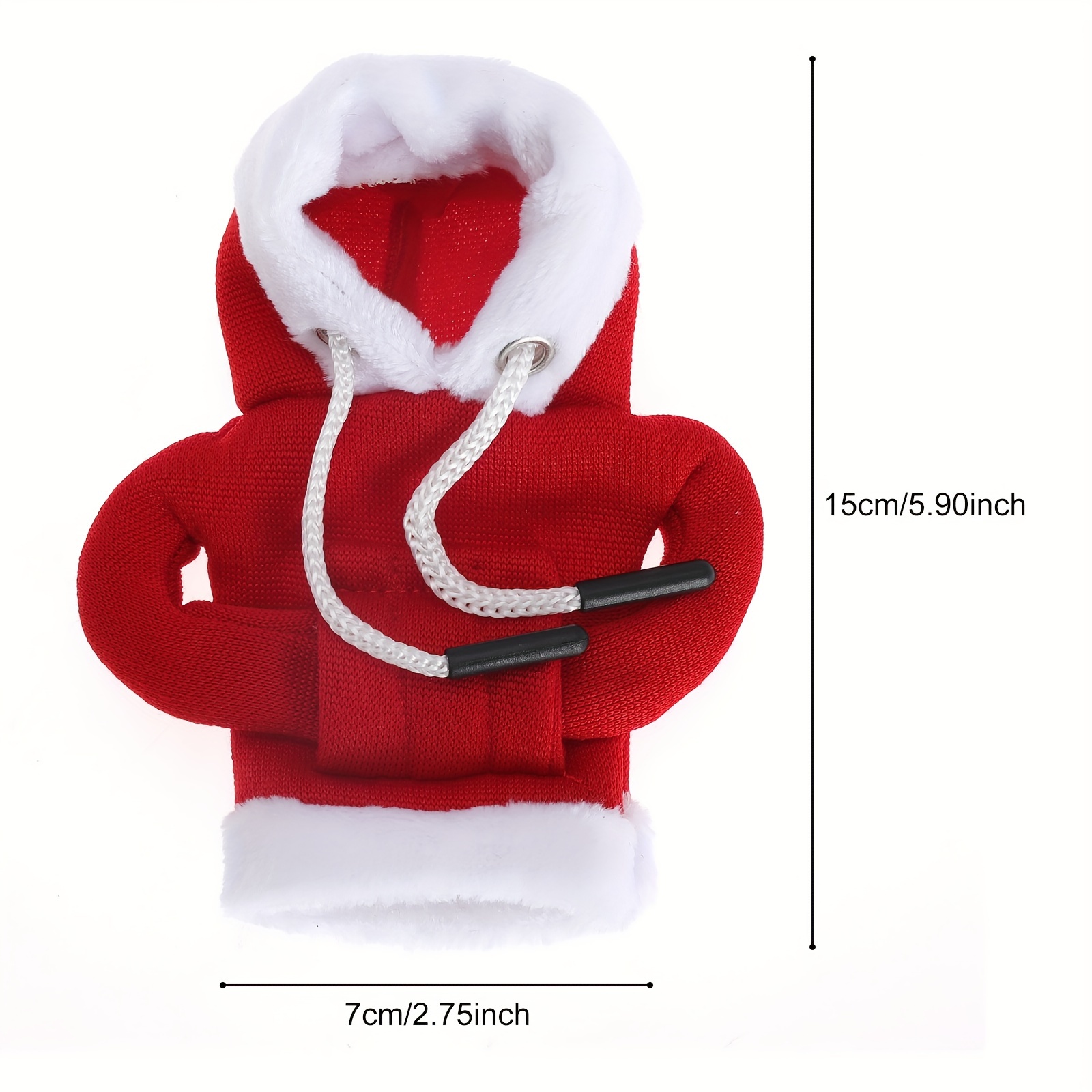 Santa Claus Car Gear Shift Cover Hoodie, Fashionable Mini Hooded Sweatshirt For Auto Gear Stick Shifter Knob, Christmas Gifts
