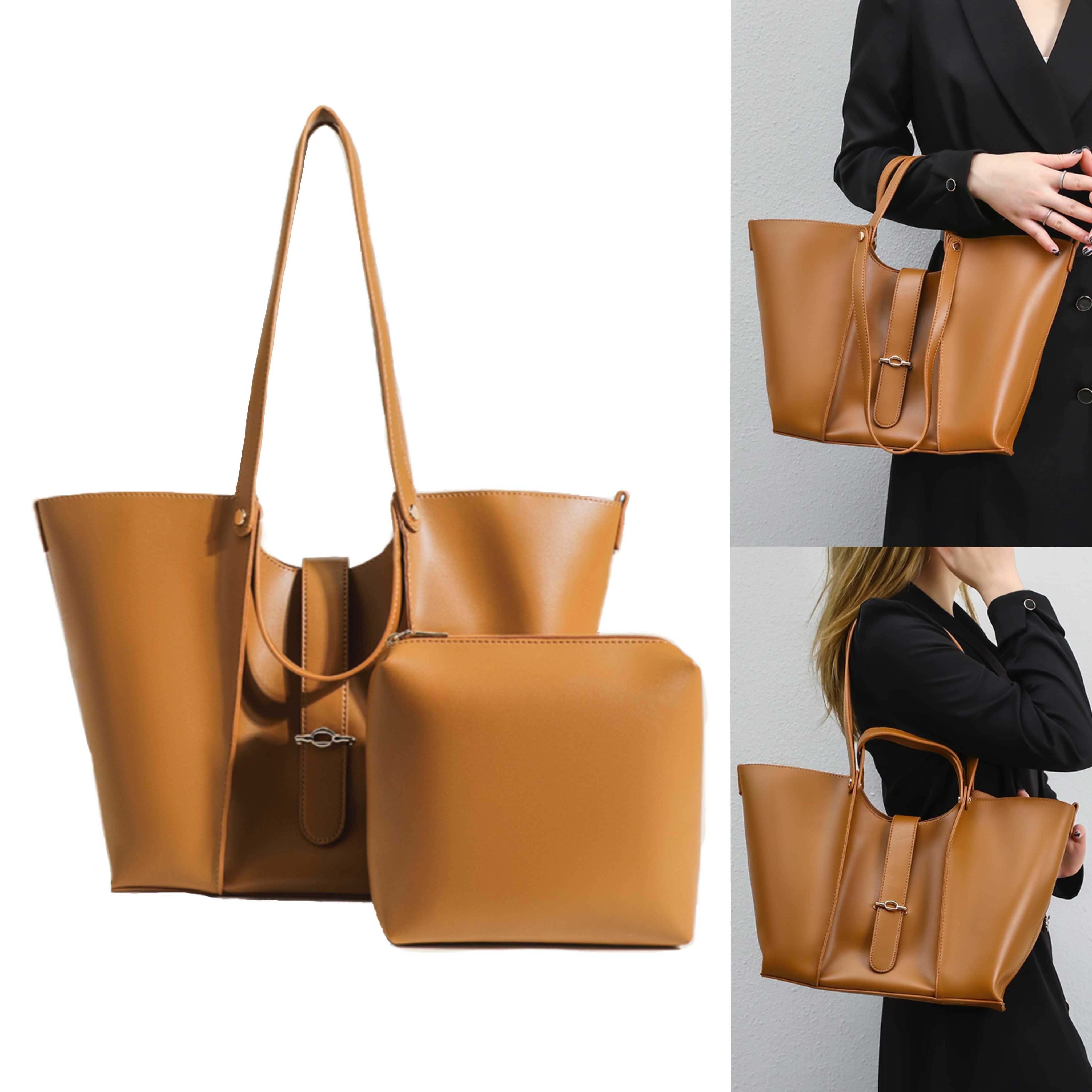 Tote Bags For Women Leather Casual Large Capacity Handbags Solid