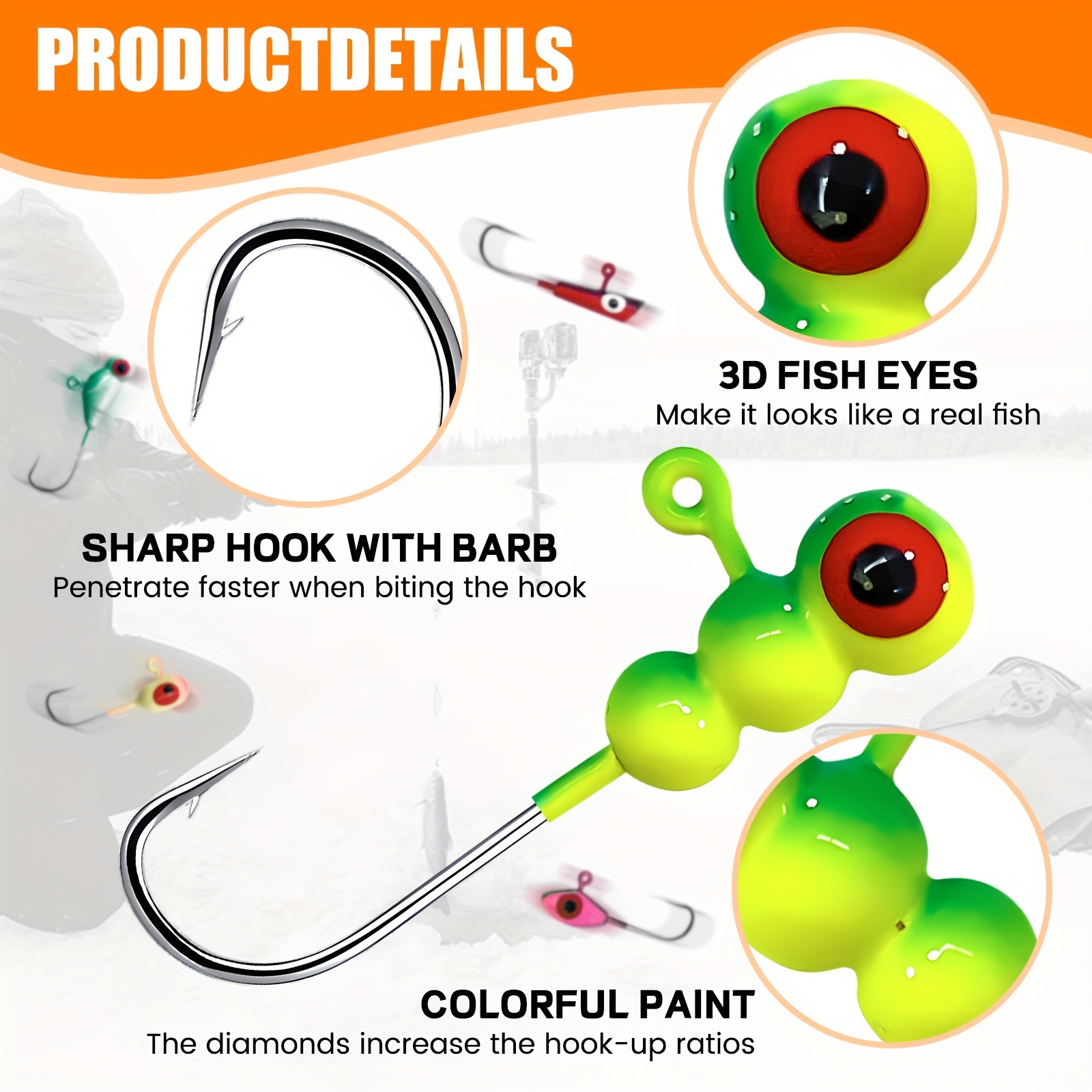 Ice Fishing Jig Heads Hooks Kit Different Shapes Jig Heads - Temu