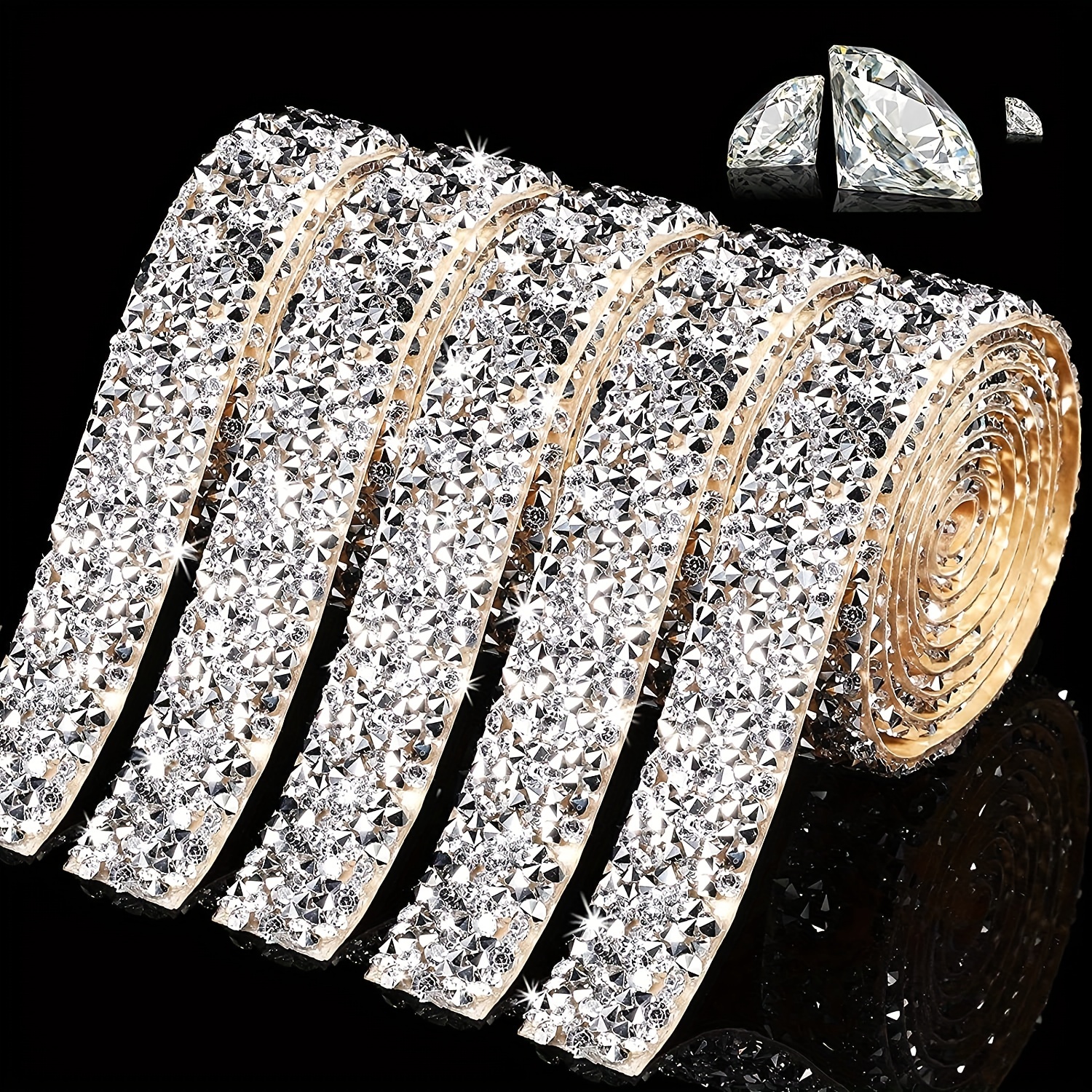Crystal Rhinestone Strips Self Adhesive Diamond Ribbon Bling - Temu