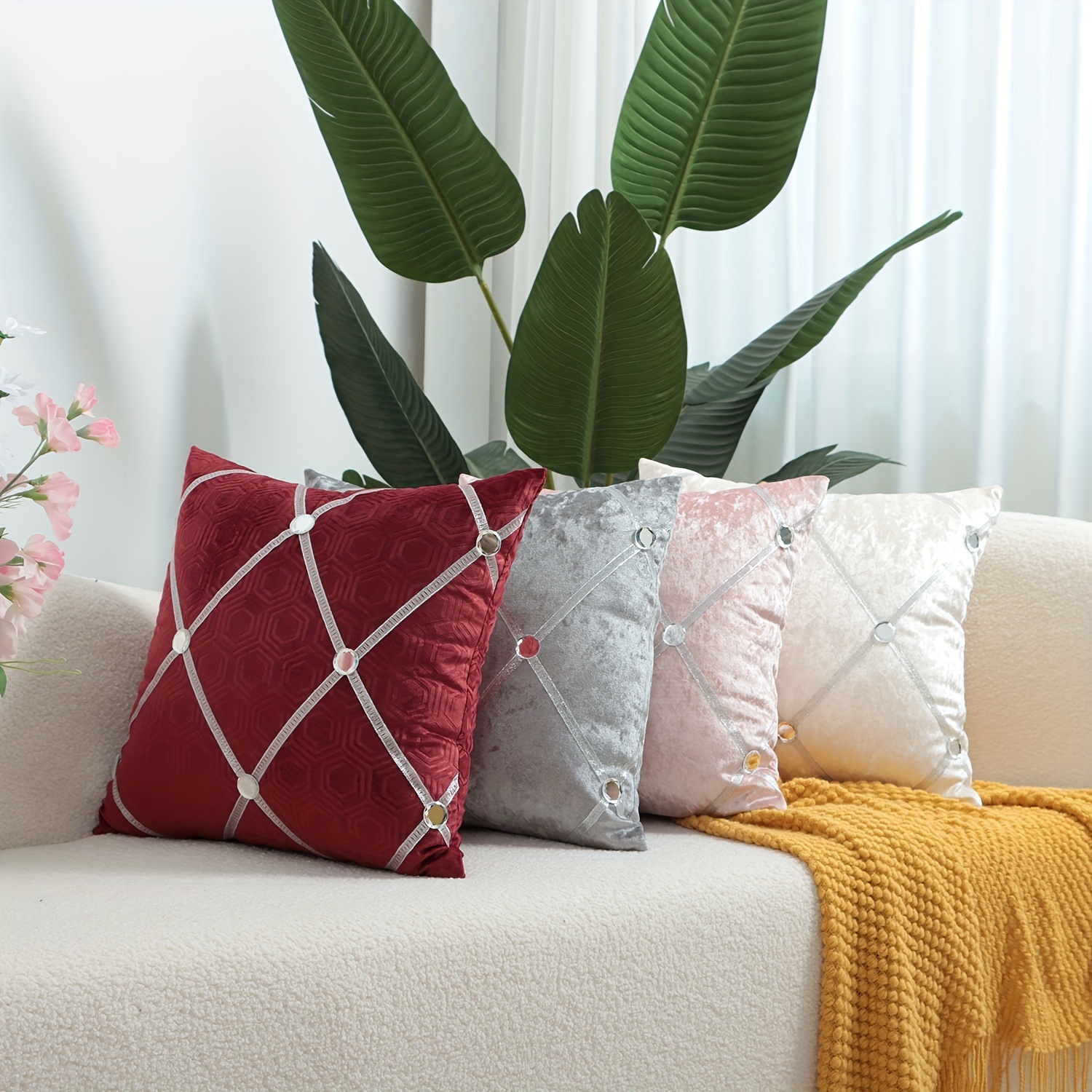 4 unids/set funda de almohada con diseño de concha o planta 18x18 fundas de  cojines modernas coloridas sofá decoración porche para el hogar sala de  estar, sin relleno - Temu