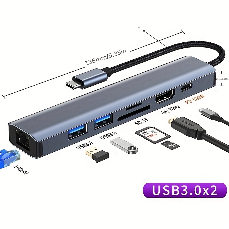 Type-C 1to 5 Docking Station USBx2 Hub+HDMI+SDMicro SD Card Reader+
