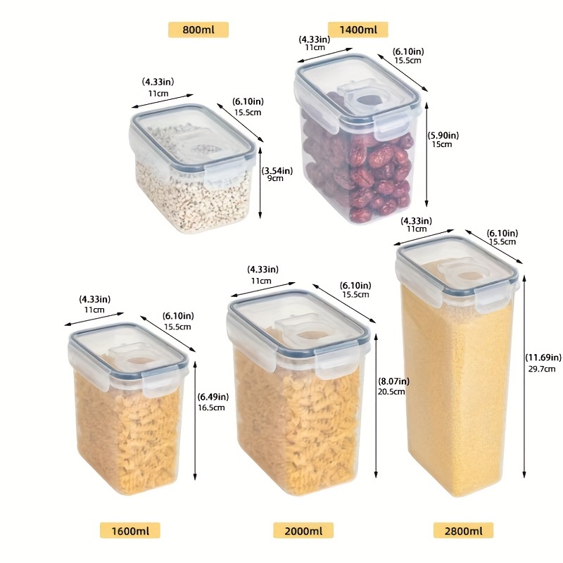 Récipient hermétique de stockage des aliments, pot hermétique en plastique  Transparent et empilable pour la cuisine, boîte de stockage des aliments,  réservoir de stockage des céréales - AliExpress