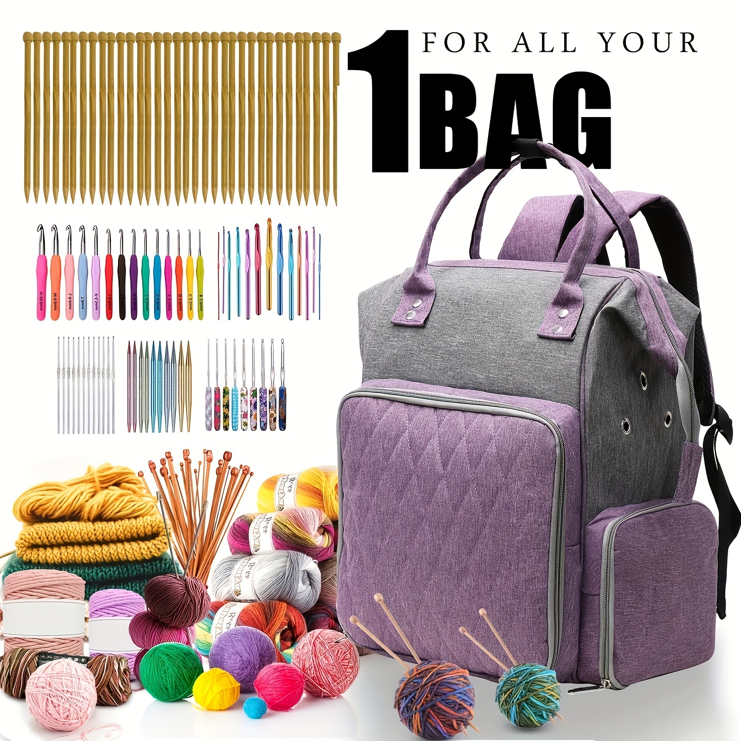Knitting Bag Backpack Lightweight Durable Large Capacity Knitting