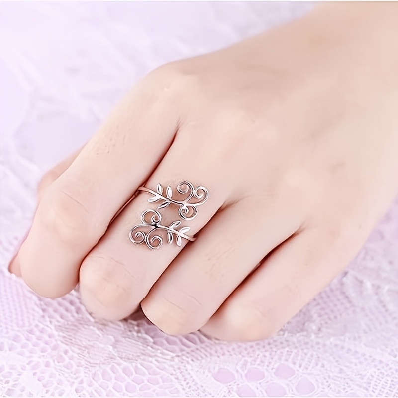 Easy Individual Open Adjustable Ring Hollow Leaf Fashion Ring Women' Casual Outfit Party Ring