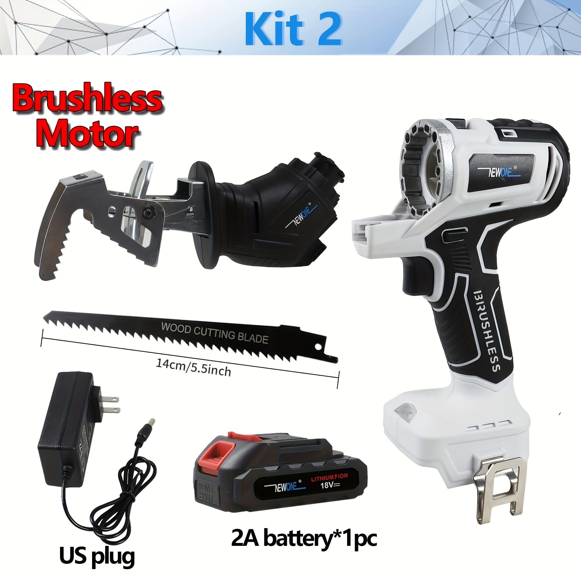 NEWONE 18V/20V MAX Brushless Lithium-Ion Cordless 10-Tool Combo Kit Impact  Driver, Impact Drill, Reciprocating Saw, Circular Saw