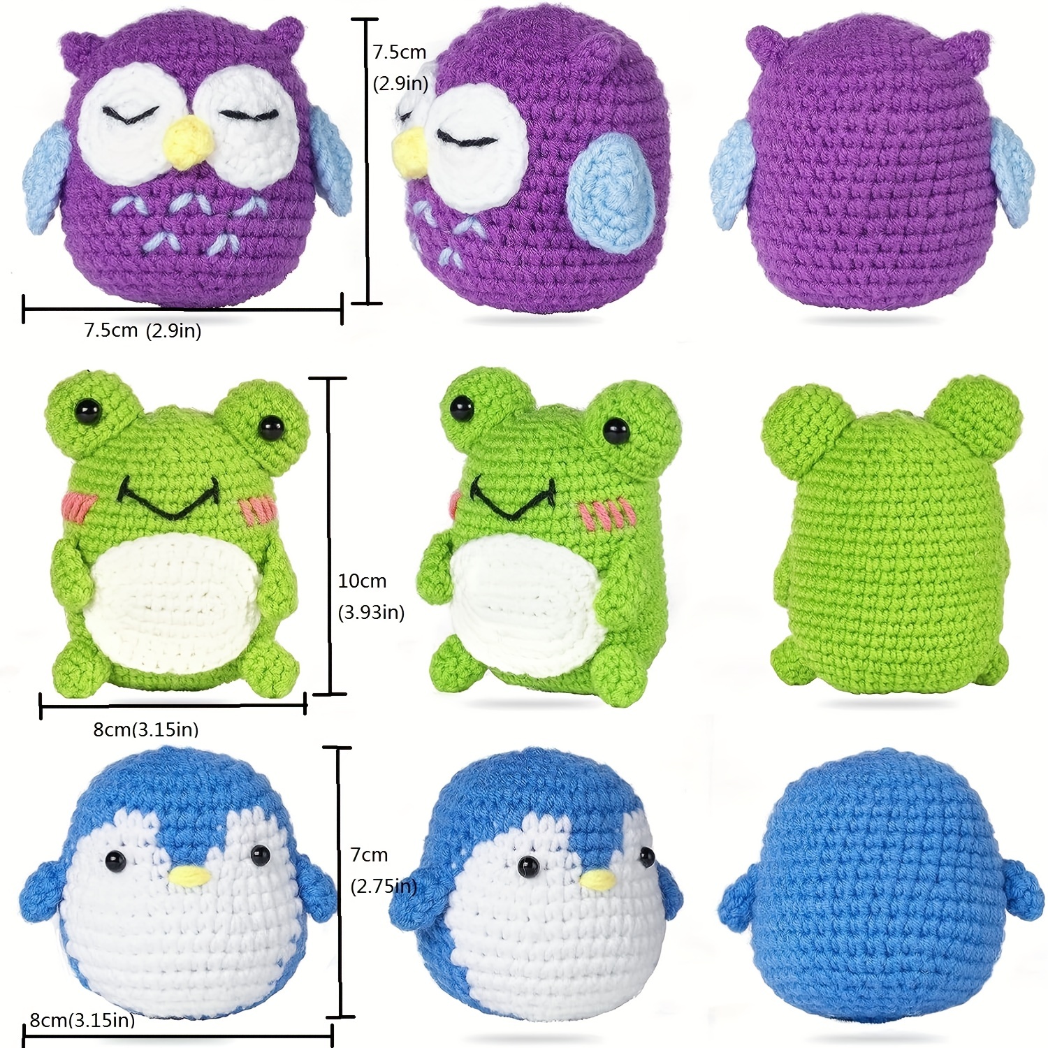 Beginner Crochet Kit, Boys and Girls Animal Woobles Set Art and Craft for  Kids Adults Include Videos Tutorials, Yarn, Eyes, Stuffing, Hook  3PCS（Yellow