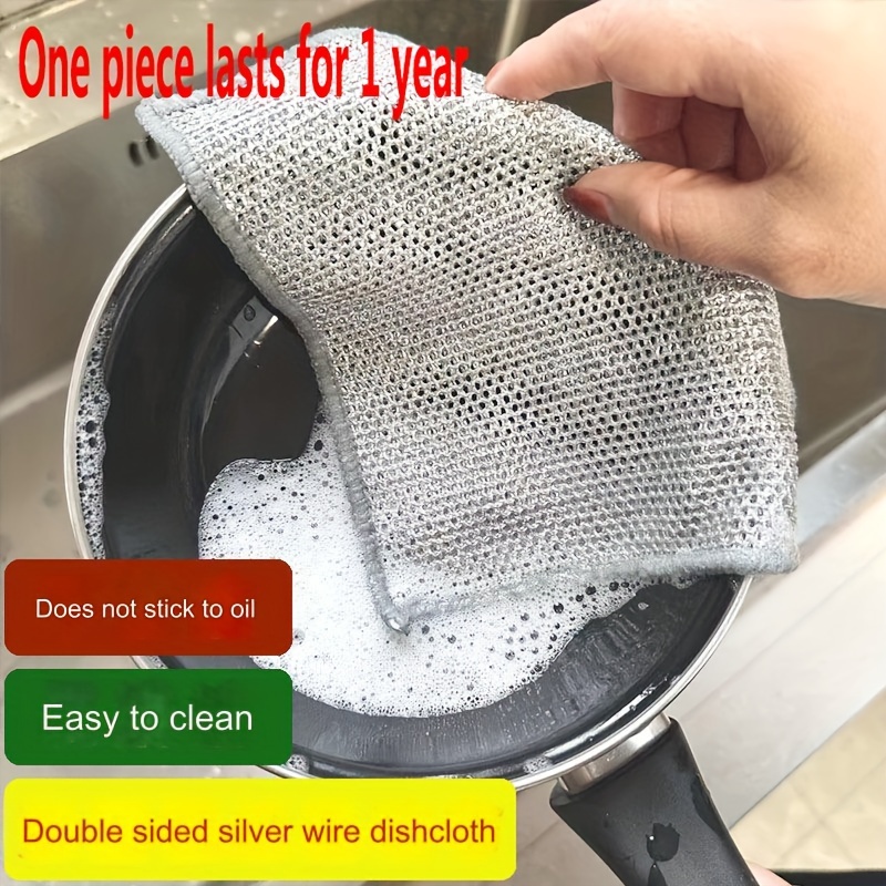 2/3/5pic Kitchen Dish Towels Scouring Pad Towel Metal Steel Wire