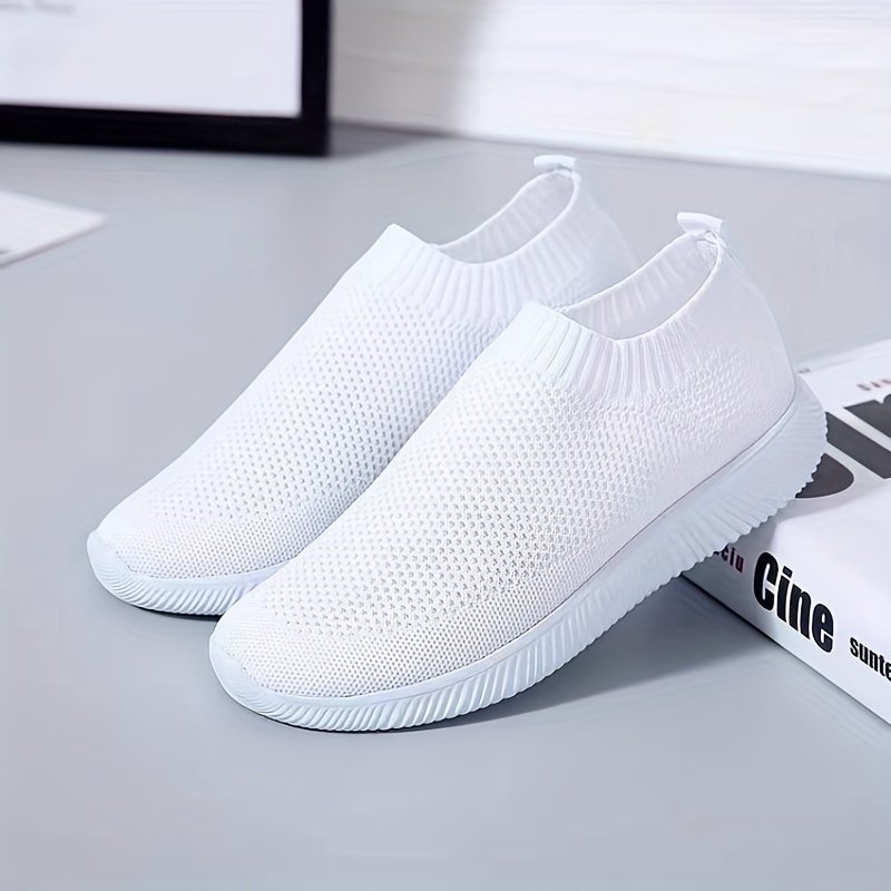 Women's Solid Cor Knitted Sneakers Breathable Slip On Jumping Rope Shoes