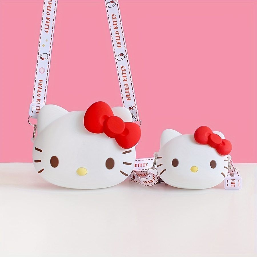 HelloKittyFriends Hello Kitty Face cut Crossbody Small Mini Shoulder Pouch  for Little Toddler Kids Girls,Pink,White