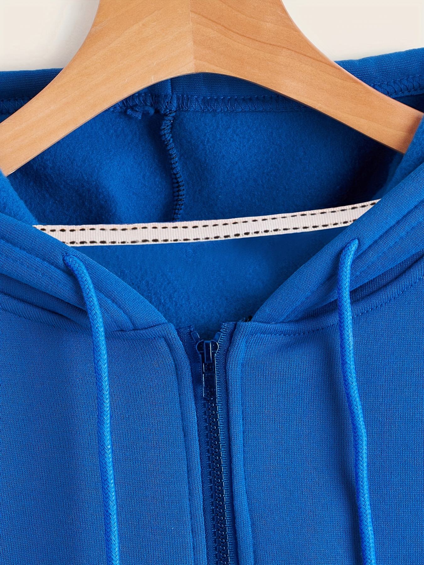 Casual Plain Hooded Zip Up Long Sleeve Royal Blue Women Sweatshirts  (Women's)