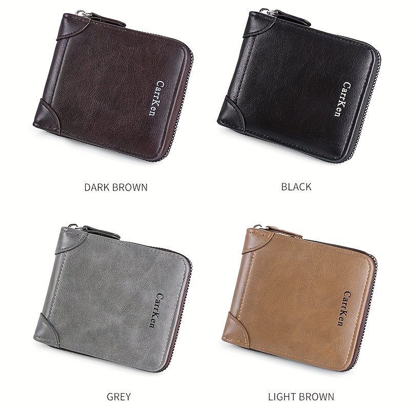 Men's Leather Wallet Zipper Small card Zipper Bag