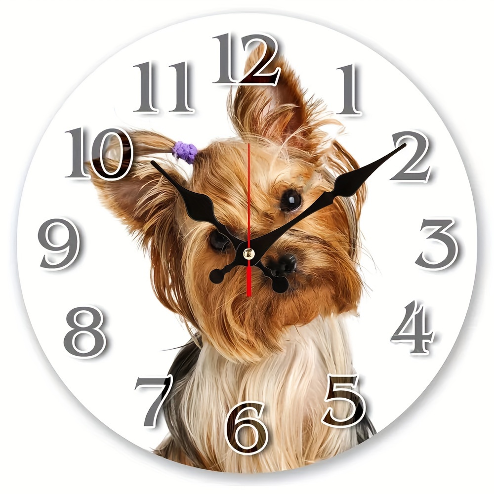 

1pc Dog With Sprout Round Wall Clock, Gifts For Friends, Silent Non Ticking Battery Operated, Clock Decorative For Bathroom Kitchen Bedroom Living Room Home Aa Battery (not Included)