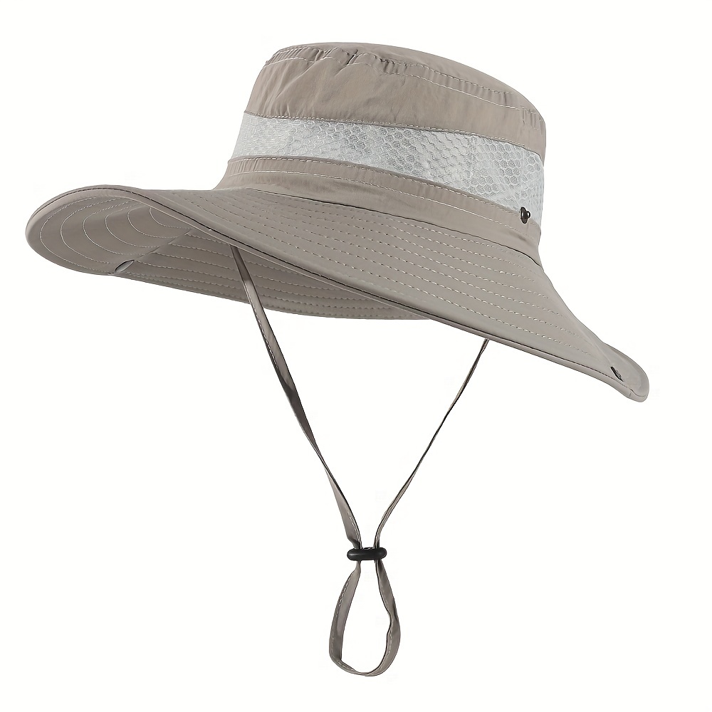 Solid Color Sun Hats For Men Outdoor Fishing Cap Wide Brim Anti-uv