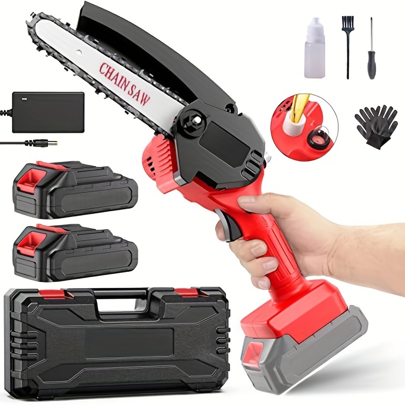 Mini Chainsaw (approximately ), Electric Chainsaw, Mini Chain Saw, And 2  Batteries, Handheld Small Chainsaw For Tree Pruning And Wood Cutting,  Battery Powered Chainsaw - Temu
