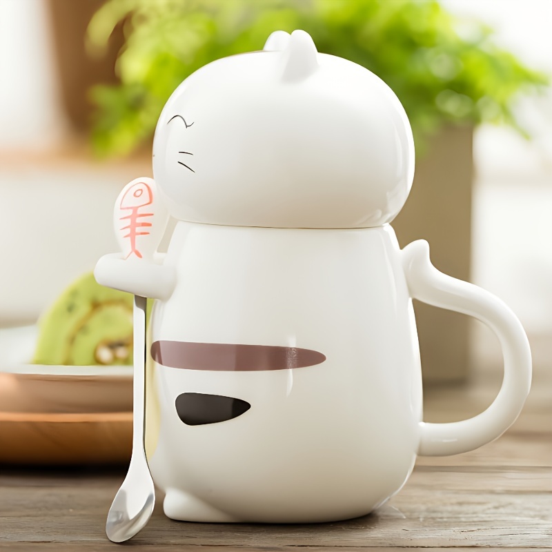 Wekity Cute Cat Mug, Creative Ceramic Coffee Mug Set, 13.5 Oz Novelty  Cartoon Big Belly Cup, Morning Tea Cup Milk Mug