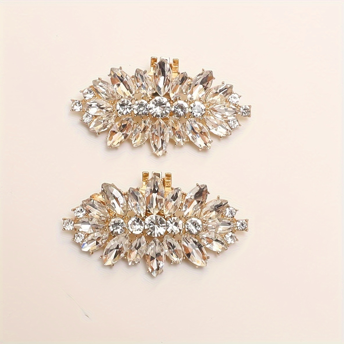Image of 1 Pair Of New Irregular White Marquise Glass Buckles, Casual, Light Luxury, Party Shoe And Boot Decorations, Bag Accessories, Clothing Accessories