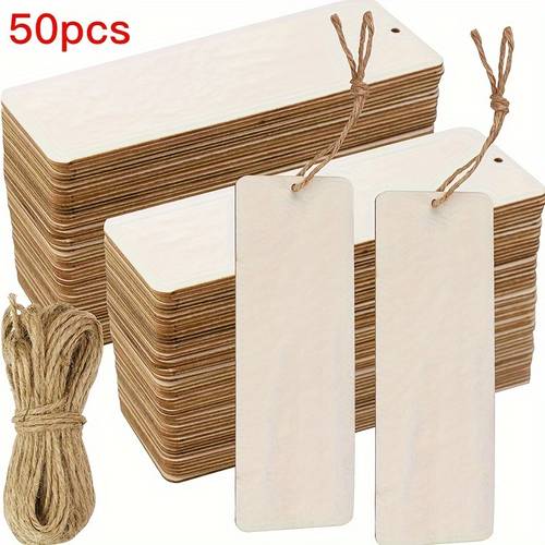 wooden blank bookmark diy graffiti painting wooden craft book mark laser cutting wood pendant wooden hanging tag christmas birthday gift decoration with rope