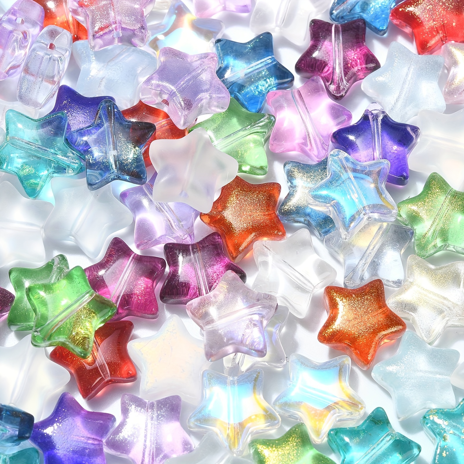 10mm Glass Star Beads Crystal, Lampwork Star Glass Bead