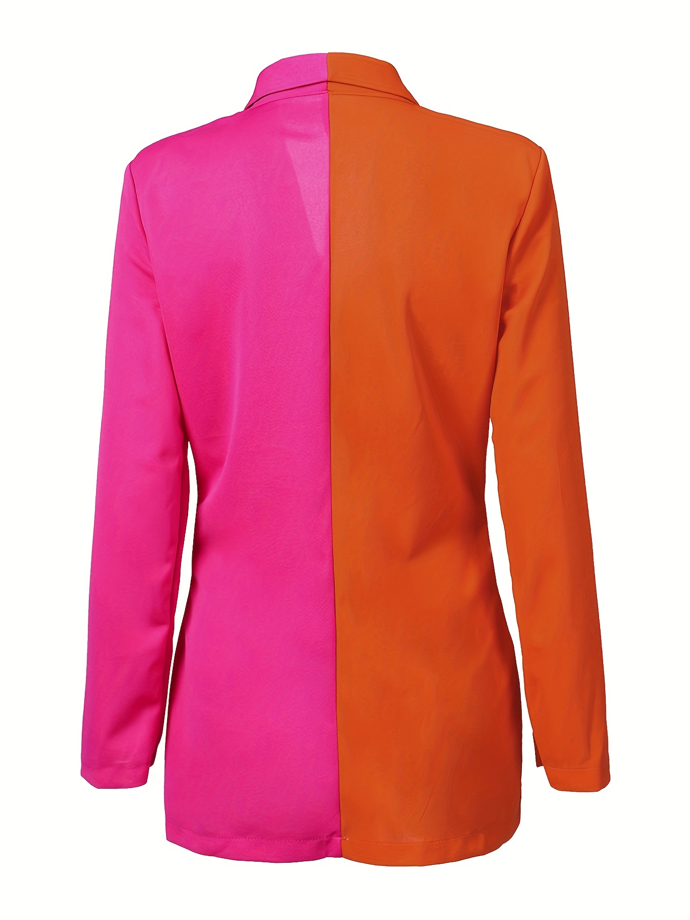 Pink/Orange Collared Color Blocking Dress