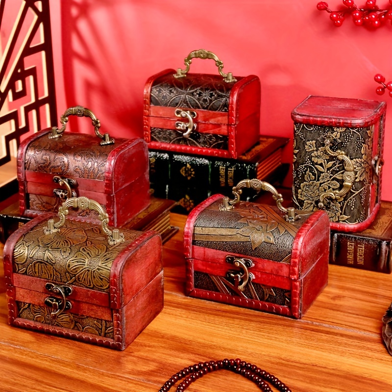 Cajas vintage, caja de madera para almacenamiento de joyas, caja de  almacenamiento hecha a mano, caja de almacenamiento de cofre del tesoro,  caja de