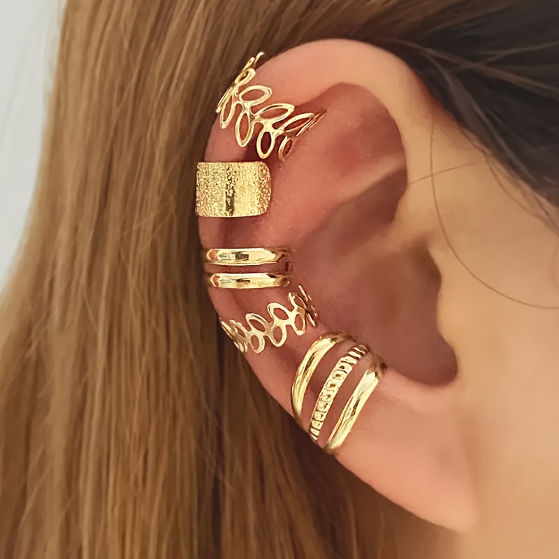 5pcs Minimalist C Shaped Ear Cuff Leaf Shaped Double Layers Triple Layers