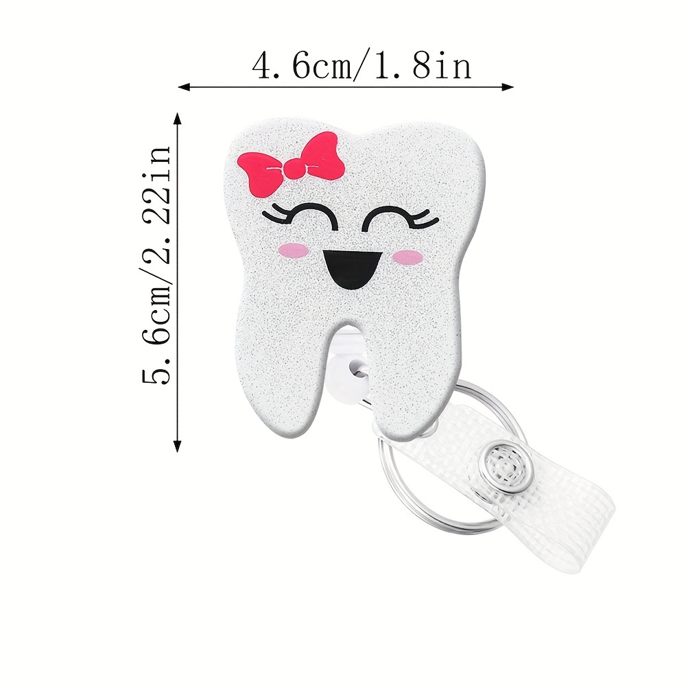 Cute Teeth Pattern Badge Reel Retractable Nurse Id Name Card - Temu