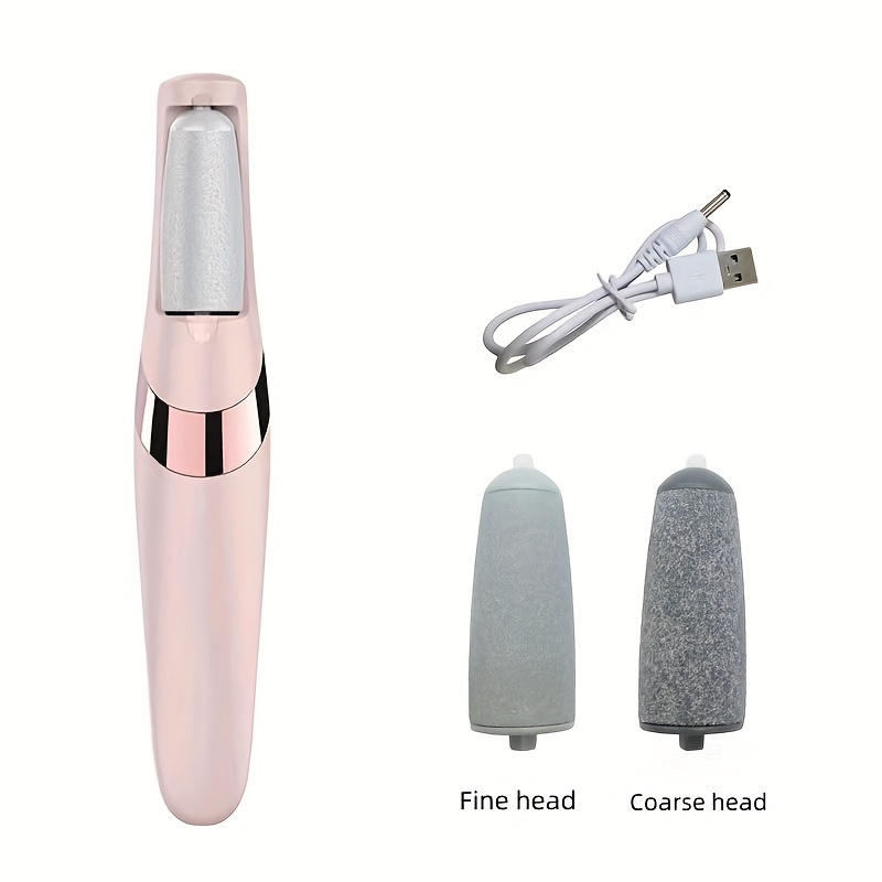 usb oplaadbare elektrische voetpedicure tool -   wit met gouden accenten,   rollerkoppen voor gladde voeten, draagbare verwijderaar van dode huid & eelt, 500mah lithium batterij, thuis spa ervaring, voetgladmakend hulpmiddel|ergonomisch ontwerp|led display functie 7