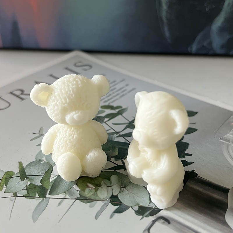 EVERELAM 2 Pcs Sleepy Bear Candle Mold Bear Mold Animal Mold Bear Resin Mold Clay Mold Jewelry Resin Casting Mold Candle Making Molds Craft Supplies 3D Mold