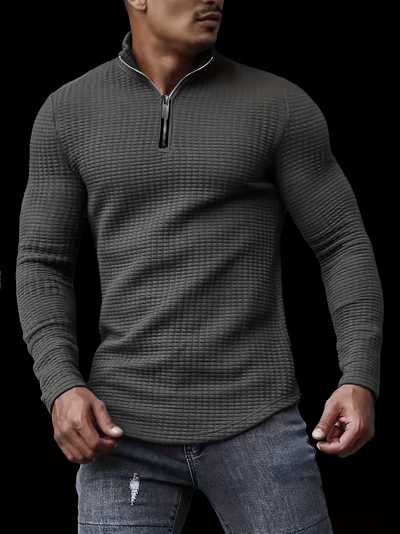  Men Clothing Autumn and Winter Men's Jacquard Knit Jacket Lapel  Long Sleeve Jacket Sweater Black M : Clothing, Shoes & Jewelry