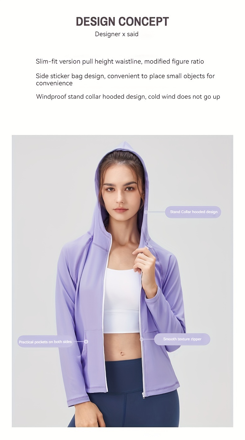Full zipper Long Sleeve Yoga Hoodies Quick drying Breathable - Temu