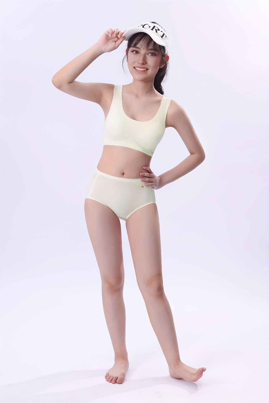 Teen Girls Underwear Set Bra Briefs High Stretch Solid Color - Temu