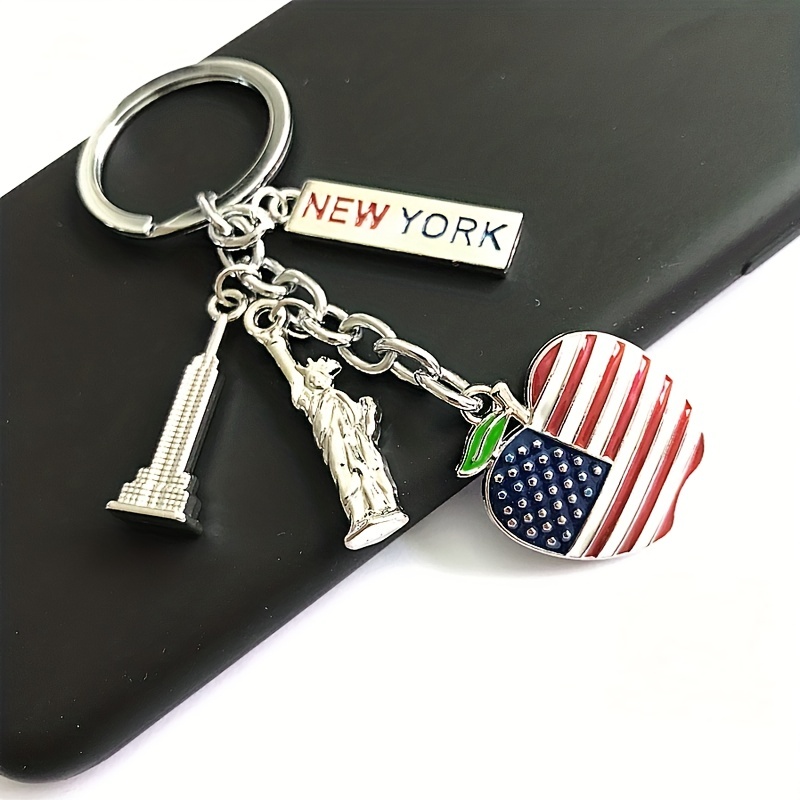 American Usa Flag Car Keychain, Creativre Zinc Alloy Circular Car Keychains  For Men( Black And Red ) - Temu