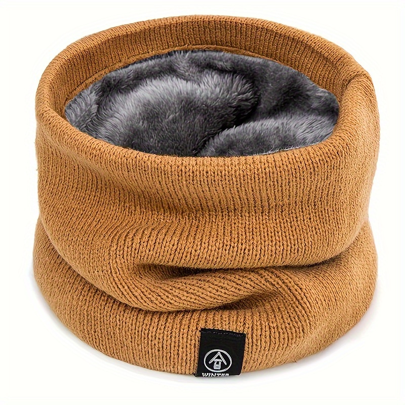 Casual Turmeric Solid Scarves, Men's Winter 1pc Plush and Thick Cycling Sports Scarves Scarf,Temu