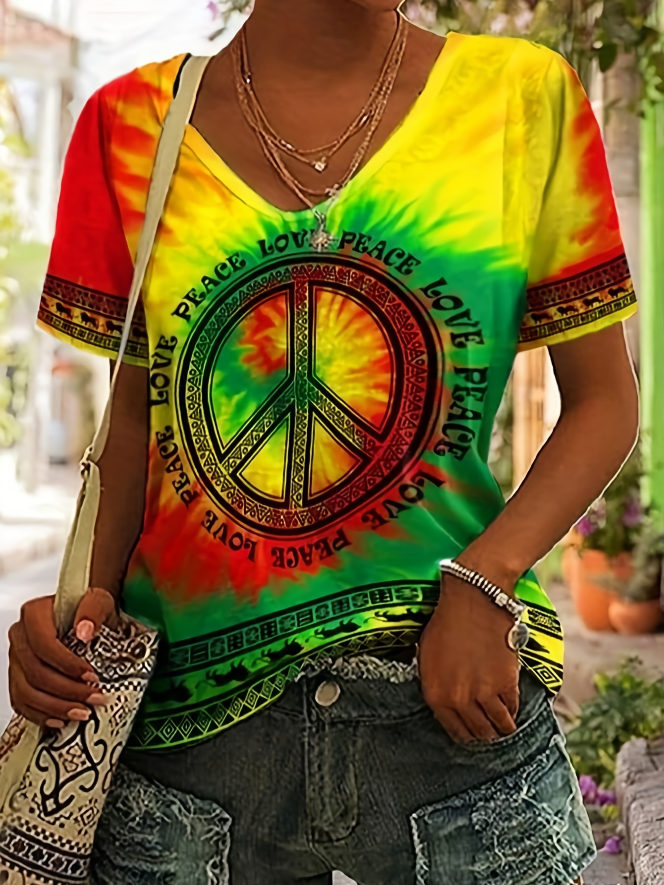 Tie Dye Shirts for Women Trendy Choker V Neck Cut out Keyhole Tshirts 2023  Summer Short Sleeve Casual Tee Shirt 