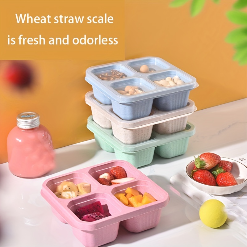 ozazuco 4 Pack Snack Containers, Divided Bento Snack Box, 4 Compartments  Reusable Meal Prep Lunch Containers for Kids Adults, Food Storage  Containers