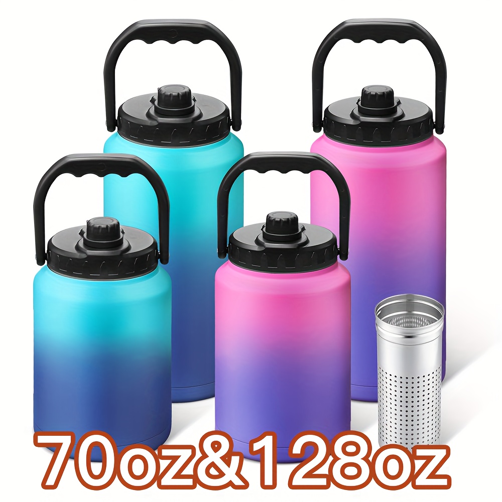 1500ml/2000ml Insulated Water Bottle Stainless Steel Double Wall Vacuum  Sport Bottle with Straw and Handle