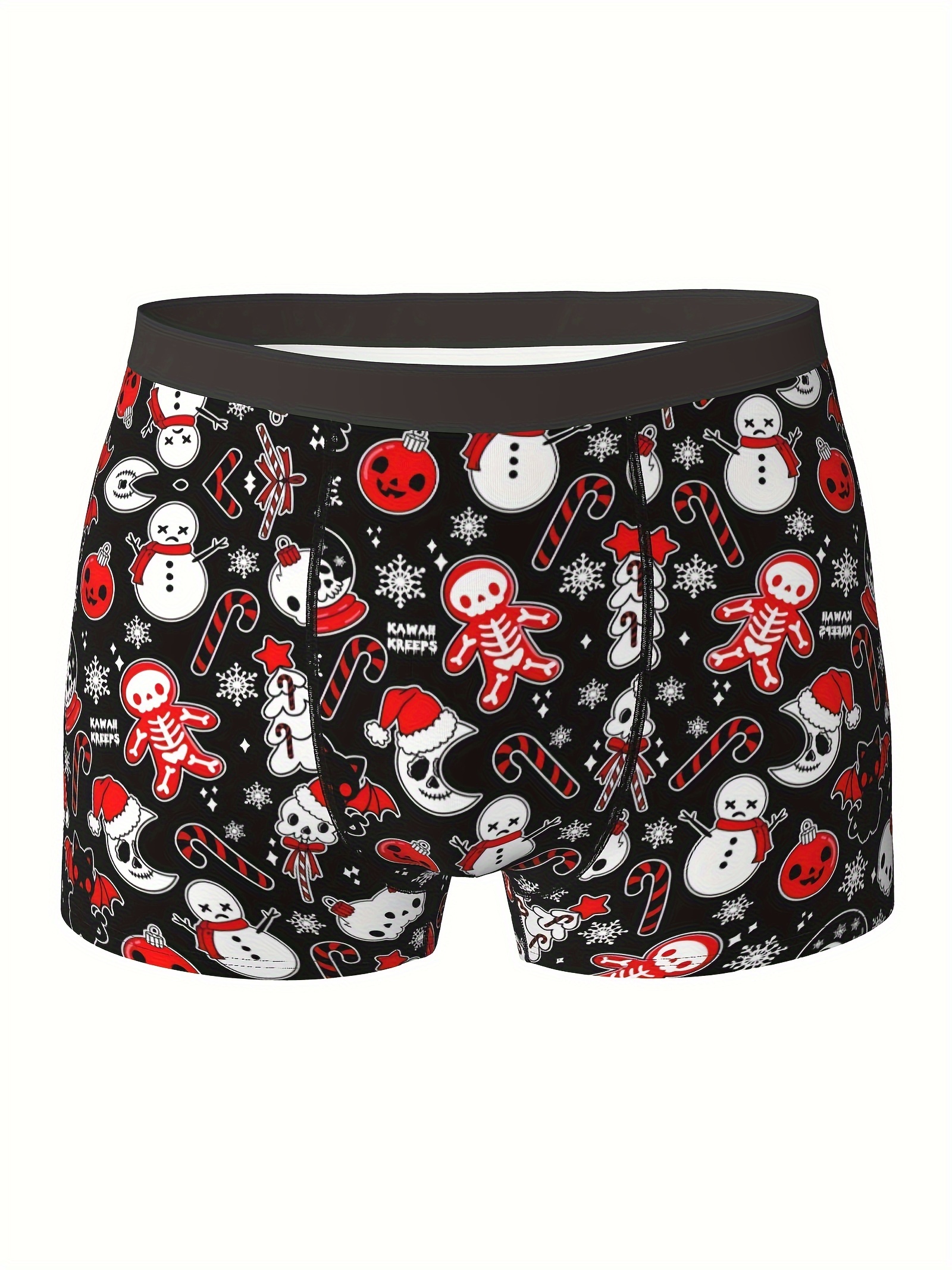 Halloween Christmas Red Snowflake Horror Magic Pattern Men's Underwear  Comfortable Fashion Sexy Elastic Boxer Briefs Shorts