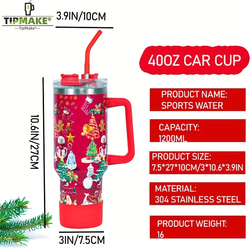 Christmas Pattern Water Bottle Portable Creative Car Tumbler - Temu