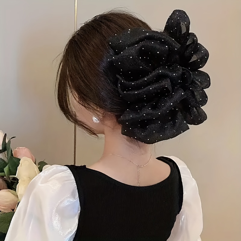 1pc Bow Temperament Hair Clip Low Ponytail Clip Princess Headdress Grab Clip High-end Hair Additions