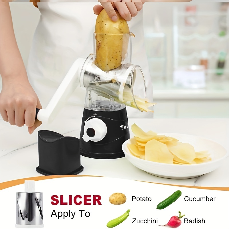3 In 1 Multifunctional Electric Vegetable Cutter Automatic Vegetable Cutter  Slicer Potato Grate Shredded Graters with 3 Blades