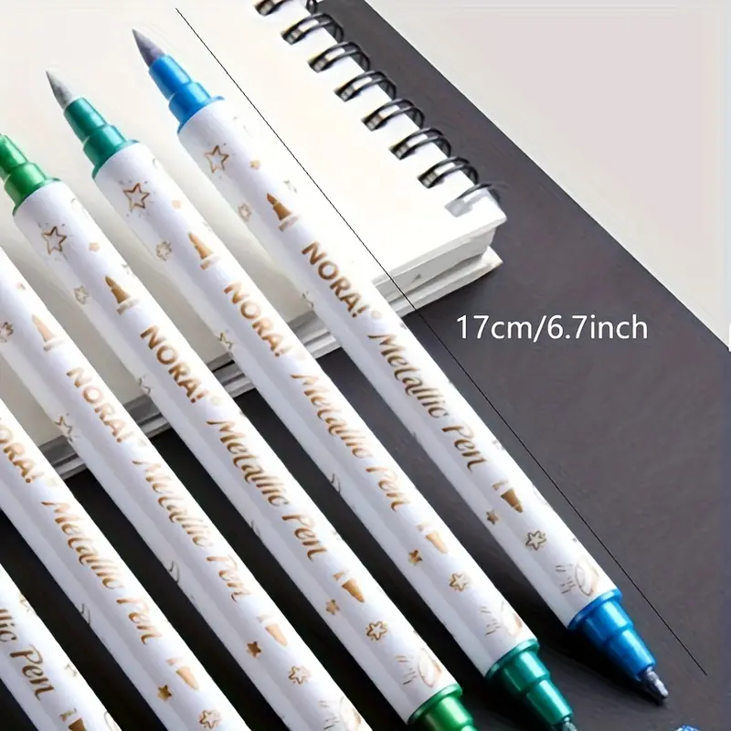 Metallic Glitter Marker Pens Dual Tip Brush And Fine Point Pens For Diy  Album, Black Cards, Scrapbooking, Craft Supplies, On Ceramic, Stone, Glass  - Temu