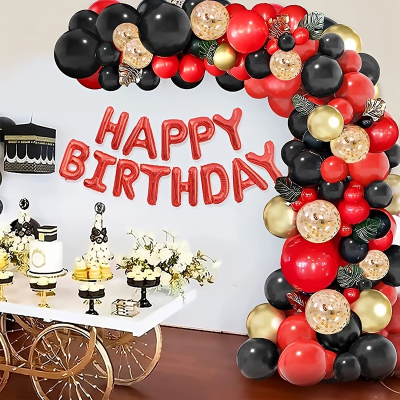 Birthday Decorations, Black Red Birthday Party Decorations Happy Birthday  Banner