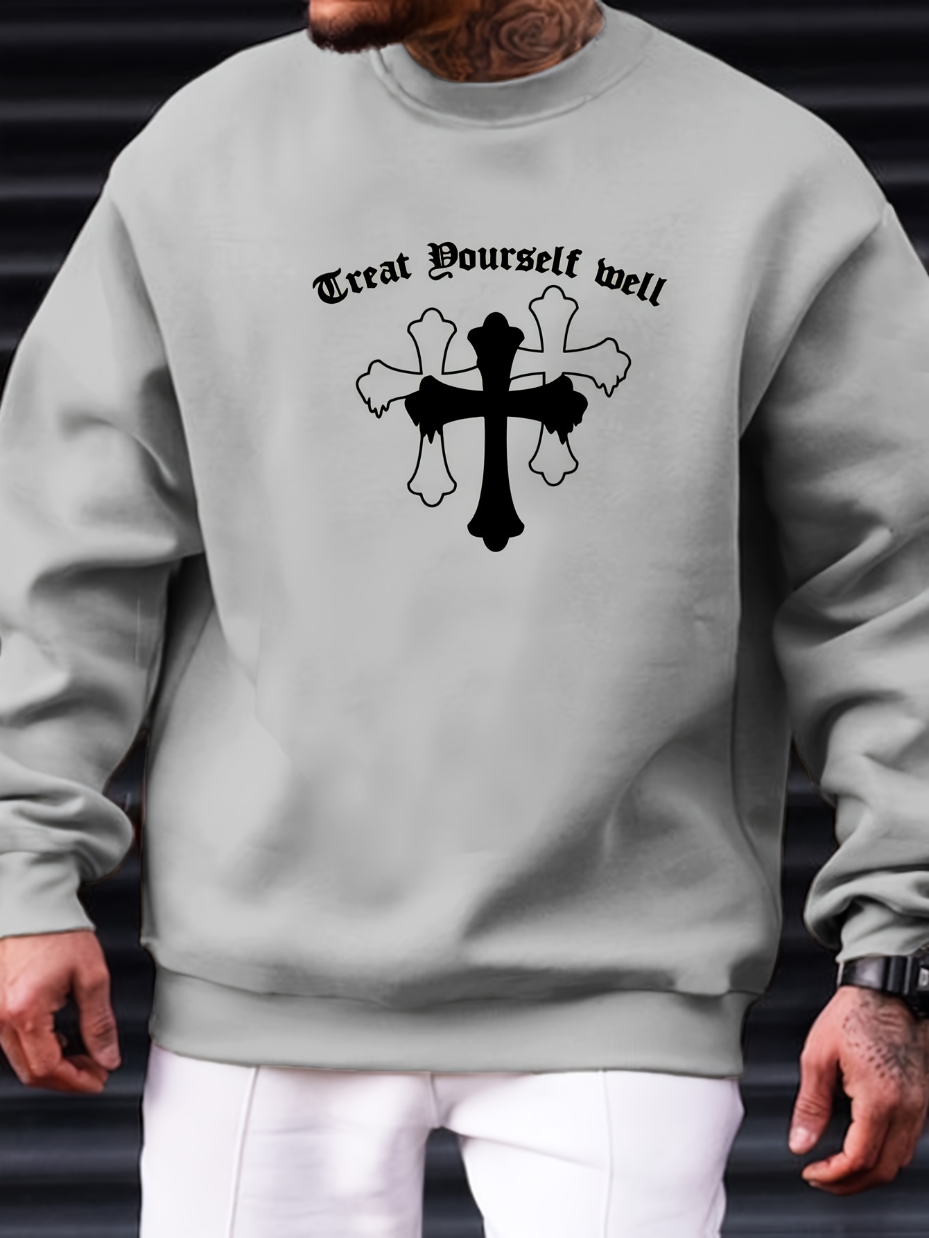 Christian Cross Print Trendy Sweatshirt Mens Casual Graphic - Temu New ...