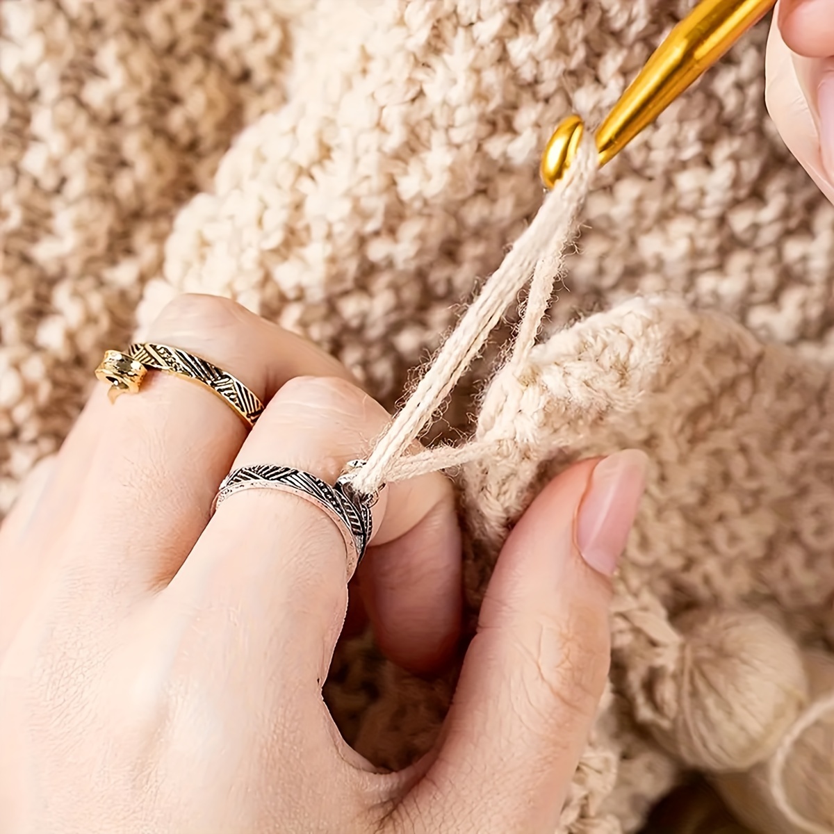 Peacock Ring Crochet Ring For Finger Adjustable Knitting Loop Crochet For  Faster Knitting Finger Yarn Guide - Temu