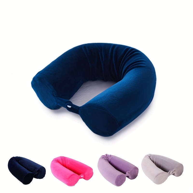  Inflatable Travel Pillow, Airplane Neck Pillow for Sleeping,  Supports Head and Chin for Airplanes,Trains,Cars and Office Napping with 3D  Eye Mask and Earplugs and Portable Drawstring Bag : Sports & Outdoors