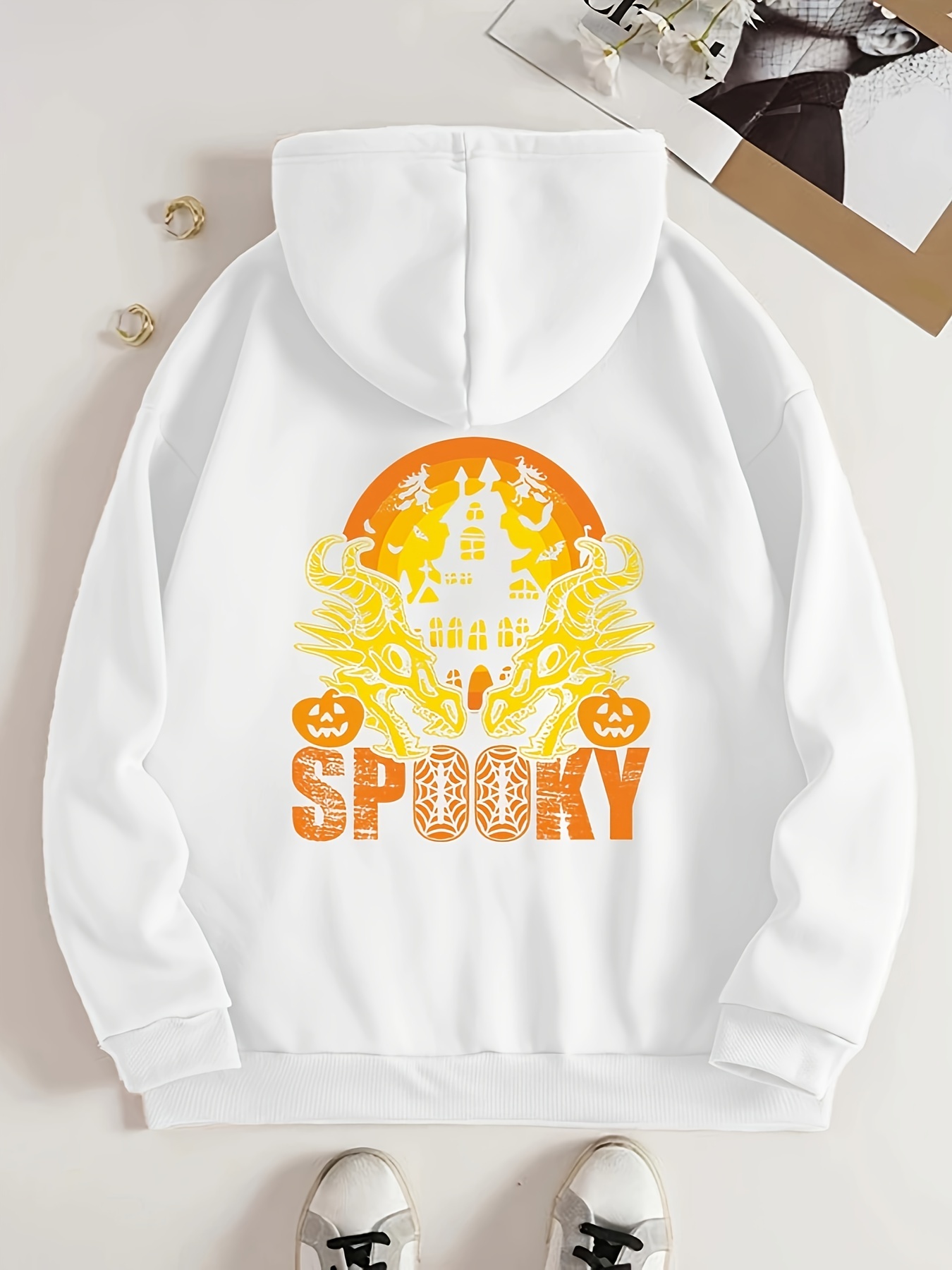 Halloween Graphic Print Zip Up Hoodie Jaqueta Com Capuz - Temu Portugal